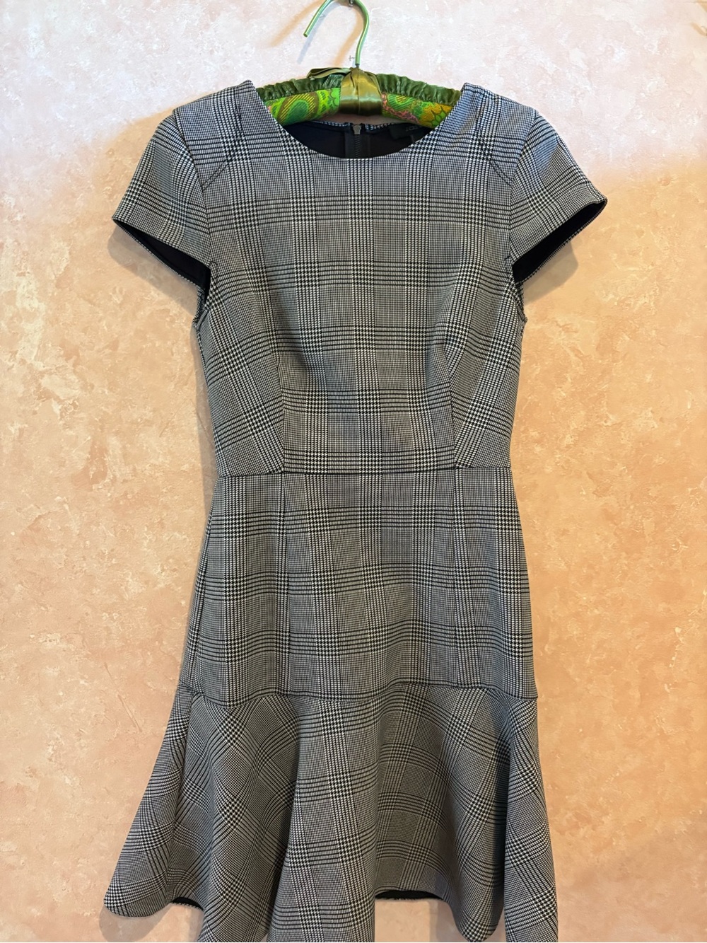 H&M Black and Gray Plaid Fit-and-Flare Dress